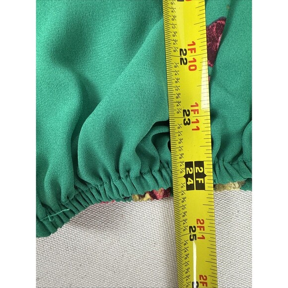 INC International Concepts Green Floral VNeck Faux Wrap Blouse Top Long Sleeve L - Picture 9 of 15